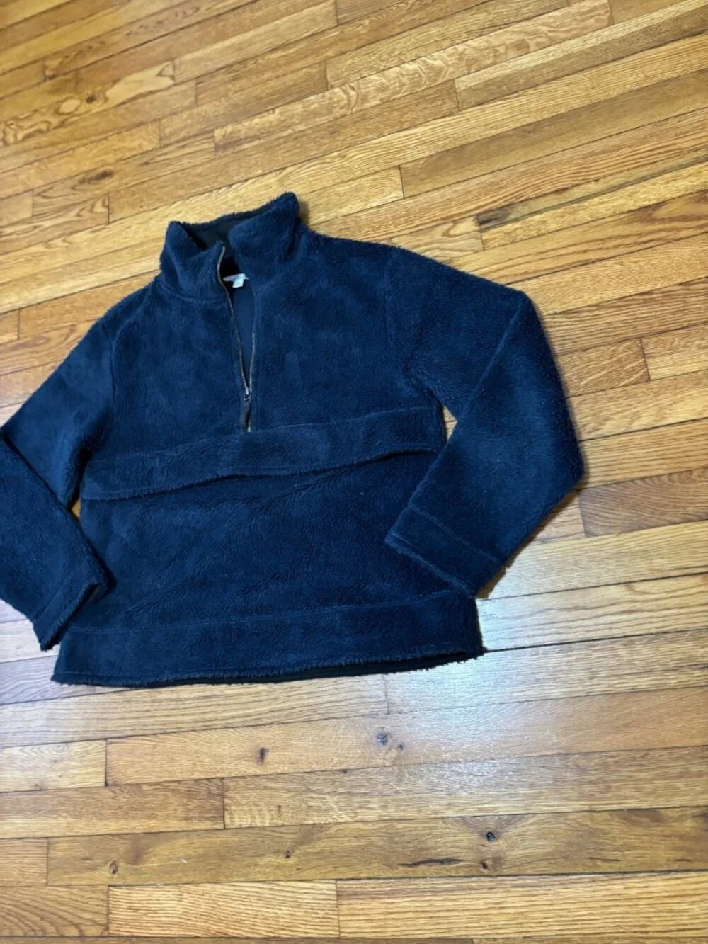 LL Bean Signature Sherpa Fleece Pullover Mock Neck Women's Size Medium Blue